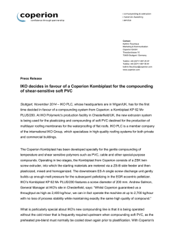 IKO decides in favour of a Coperion Kombiplast for the
