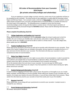 IHS Letter of Recommendation from your Counselor 2014 Packet