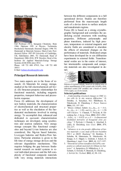Helmut Ehrenberg Principal Research interests