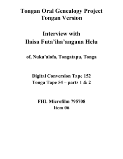 Tongan Oral Genealogy Project Tongan Version Interview with Ilaisa