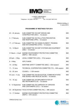 programme of imo meetings for 2014