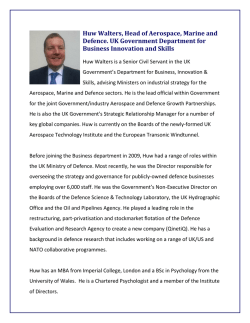 Huw Walters, Head of Aerospace, Marine and Defence