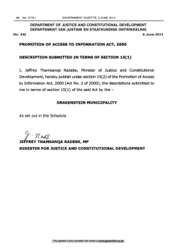 Promotion of Access to Information Act: Description: Drakenstein