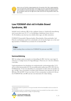Low FODMAP-diet vid Irritable Bowel Syndrome, IBS