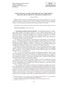 DISCONTINUOUS GALERKIN METHODS FOR THE P