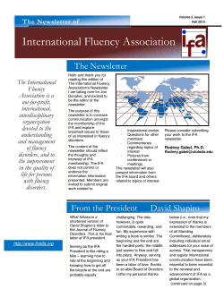 IFA Newsletter Dec 2014 - International Fluency Association