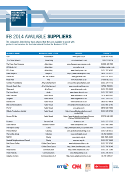 IFB 2014 AvAIlABle SUPPLIERS - International Festival for Business
