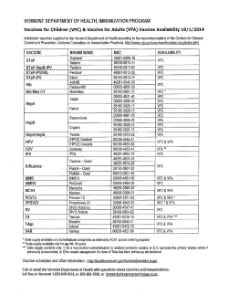 VVPP- Vaccine Availability Schedule 10-1-14