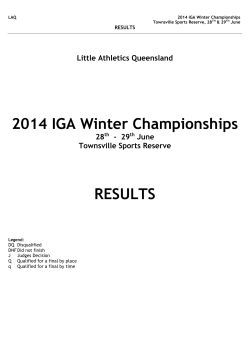 2014 IGA Winter Championships RESULTS