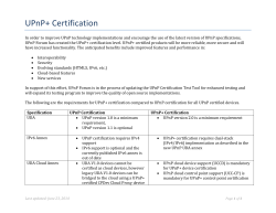UPnP+ Certification requirements matrix