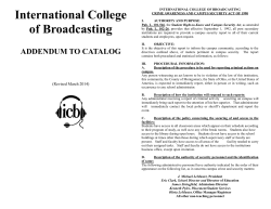 International College of Broadcasting ADDENDUM TO CATALOG