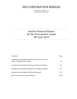 ICB-1st Quarter Report FYE2015 - Announcements