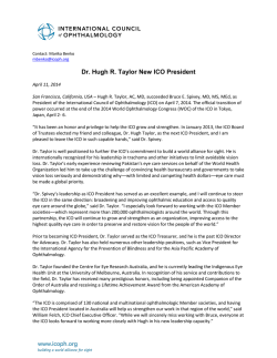 Dr. Hugh R. Taylor New ICO President