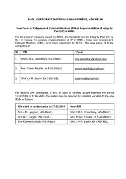 IEMs under Integrity Pact
