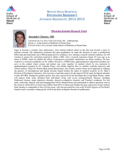 INCOMING RESIDENTS, 2014-2015 - Mount Sinai School of Medicine
