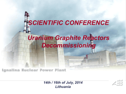 SCIENTIFIC CONFERENCE Uranium Graphite Reactors