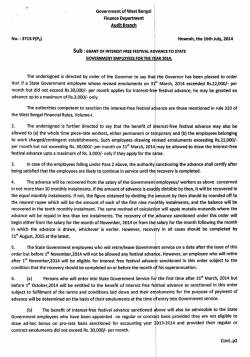 Government of West Bengal Finance Departm~nt Audit Branch