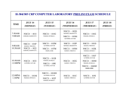 HUM11, NSC21, CSC15 - Prelim Schedule 1st Sem SY2014