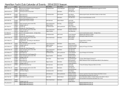 Hamilton Yacht Club Calendar of Events
