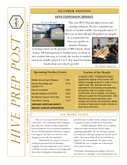 October 2014 Edition - HIVE Preparatory School