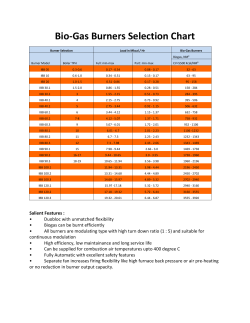 Bio-Gas Burners Selection Chart