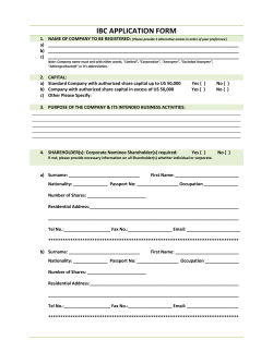 IBC APPLICATION FORM - Belize Offshore Formation