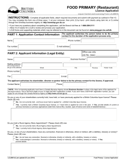 Food-Primary Licence Application