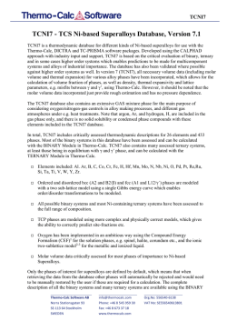 TCNI7 - Thermo-Calc Software