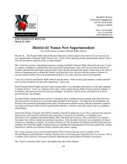 Announcement of Lisa Taylor as the new Decatur Public Schools