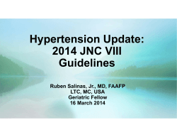 Hypertension Update: 2014 JNC VIII Guidelines