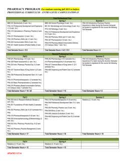 Doctor of Pharmacy - Curriculum Campus Pathway
