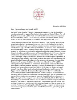HOS announcement to Alums-Friends