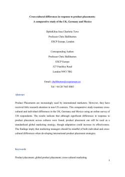 Cross-cultural differences in response to product placements: A