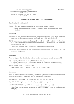 Algorithmic Model Theory — Assignment 1