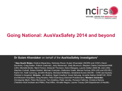 Going National: AusVaxSafety 2014 and beyond - NCIRS