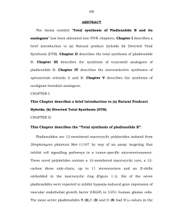 ABSTRACT The thesis entitled “Total synthesis of Pladienolide B