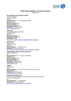 GWO Approved Basic Training Providers May 2014