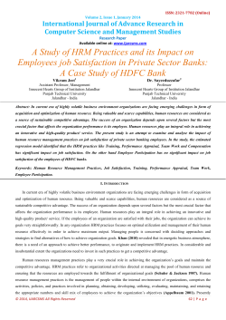 A Study of HRM Practices and its Impact on