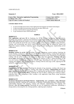 Semester I Year: 2014-2015 TOPICS MODULE I MODULE II