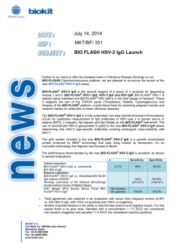 July 14, 2014 MKT/BF/ 351 BIO FLASH HSV-2 IgG Launch