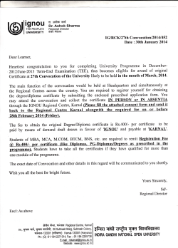 Convocation Letter - IGNOU Karnal Regional Centre
