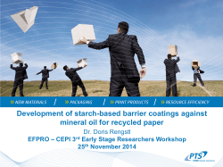 Development of starch based barrier coating concepts against