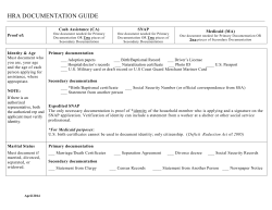 Documentation Guide for HRA Programs