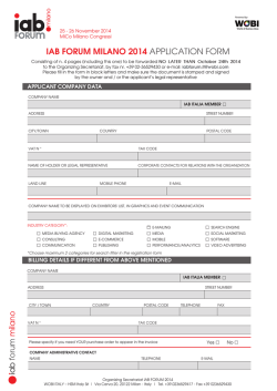 IAB FORUM MILANO 2014 APPLICATION FORM