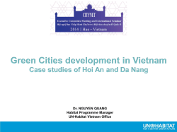 Dr. NGUYEN QUANG Habitat Programme Manager UN