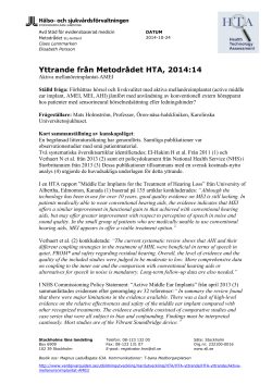 Yttrande från Metodrådet HTA, 2014:14
