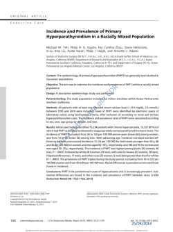 Incidence and Prevalence of Primary Hyperparathyroidism in a