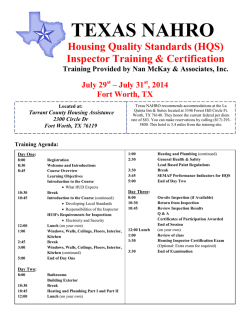 HQS Training - Texas NAHRO