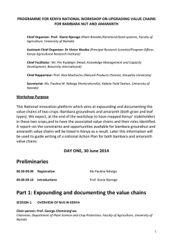 DRAFT WORKSHOP PROGRAM FOR KENYA