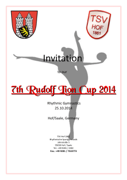 Invitation 7th Rudolf Lion Cup 2014